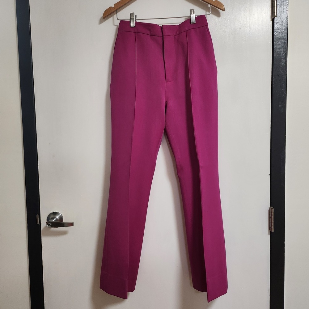 Marni‎ 100% Virgin Wool Pleated Straight Leg Trousers Magenta Size 38 IT 2 US